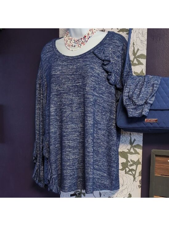 Vintage America Tops - Avril style Heathered Blue Knit Top By Vintage America
